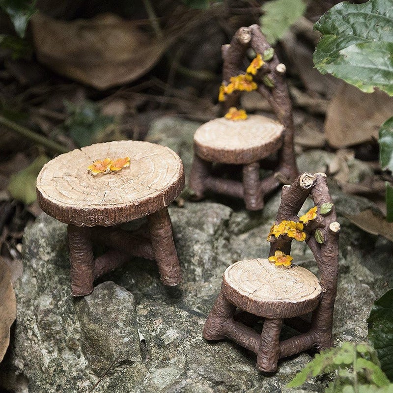 LATTOOK Store Fairy Garden Accessories, 8PCS Miniature Table and Chairs Set Fairy Garden Furniture Ornaments Kit for Home Outdoor Micro Landscape Decoration - Image 4